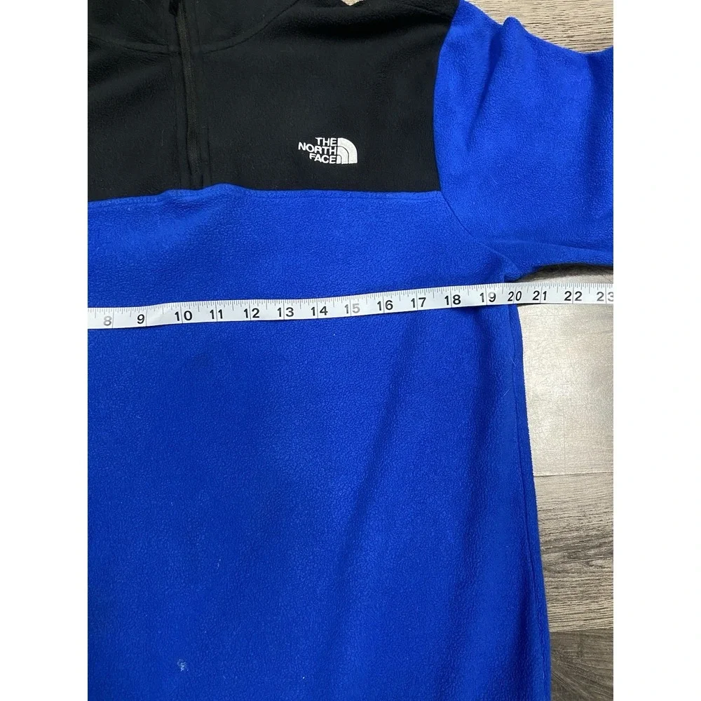 The North Face 1/4 Zip Jacket Size Medium Blue Black Fleece‎ Pullover